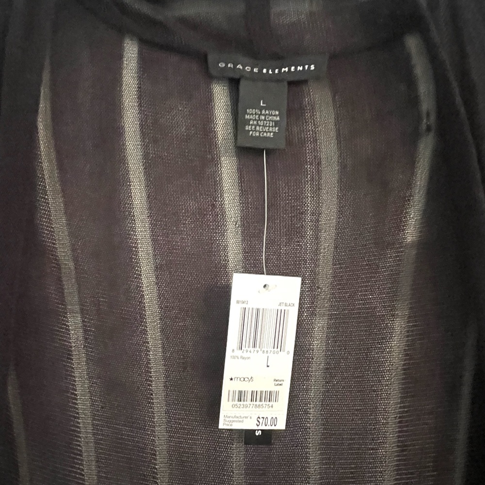 NWT Grace Elements black lightweight sheer cardigan/sweater size Large - Picture 6 of 6